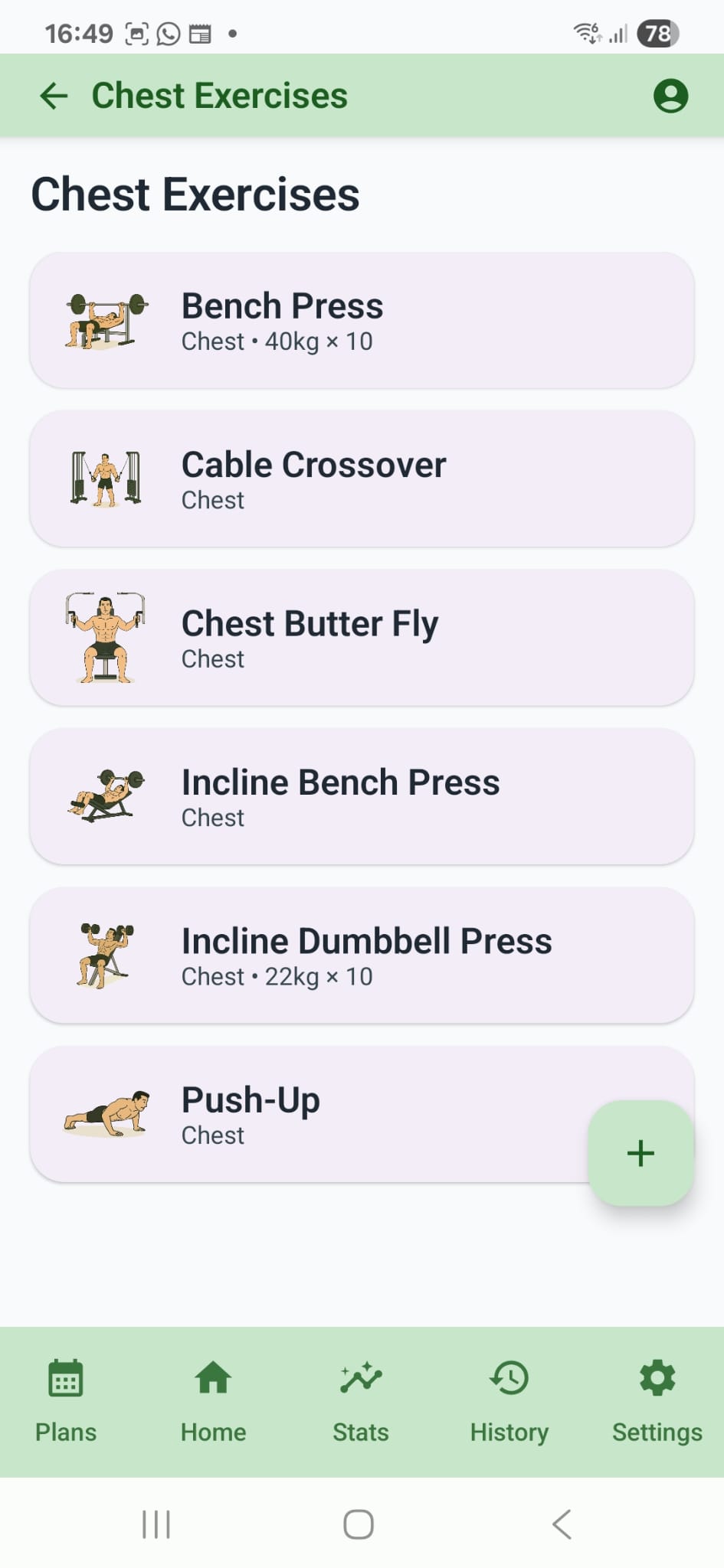 Logged workout summary